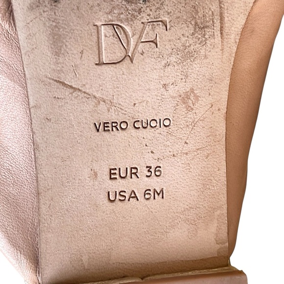 Diane von Furstenberg DVF Suede Leather Neutral Light Mauve Flat Mules Size 6M - Picture 8 of 13